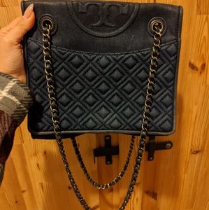 Tory Burch denim Fleming handbag
